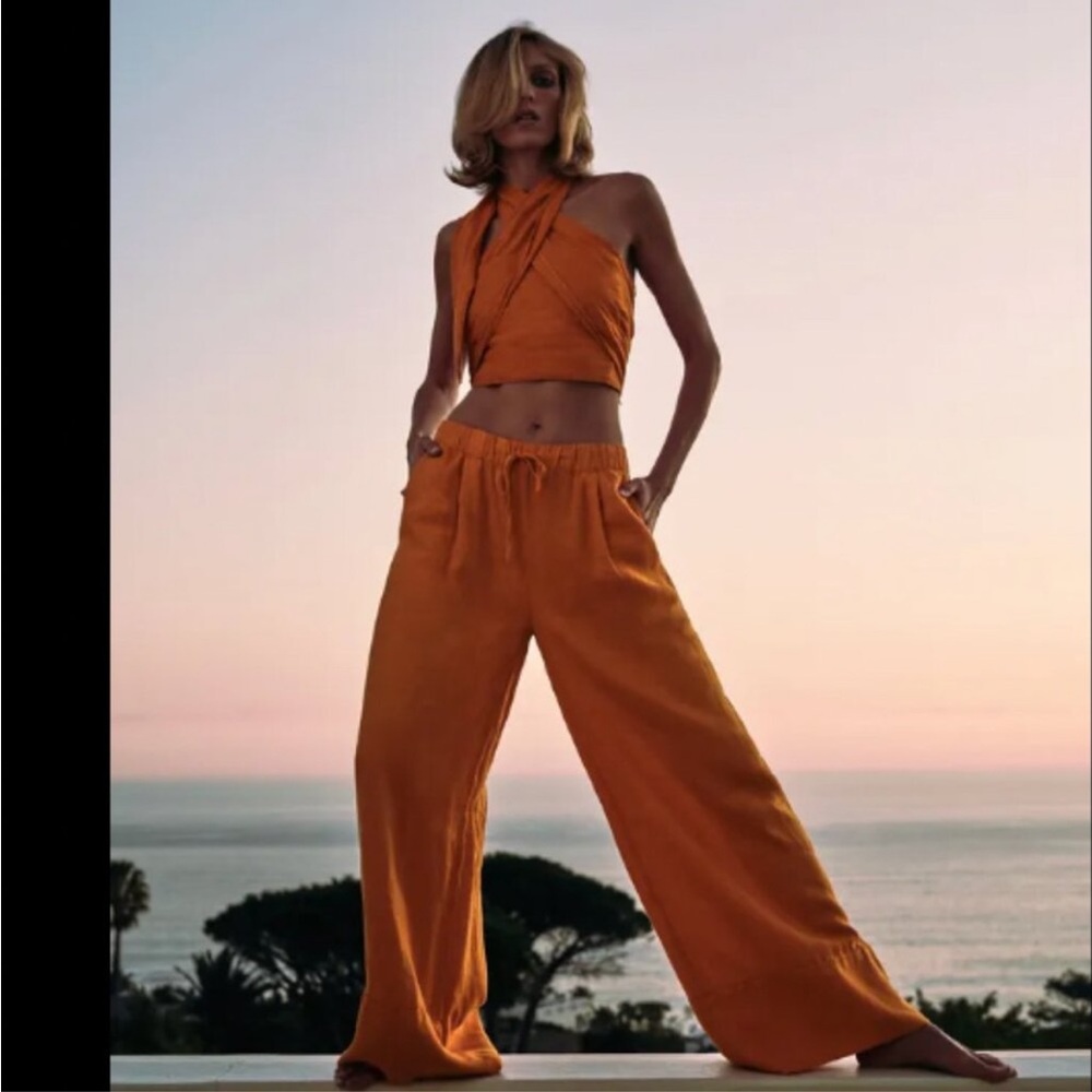 NEW ZARA ZW Collection 100% Linen Palazzo Trousers Pants 4786/091/642 - Picture 13 of 13